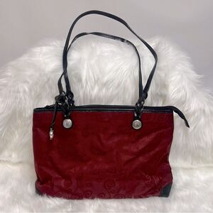 Brighton Mevelyn Red Canvas‎ Tote with Leather Trim B30